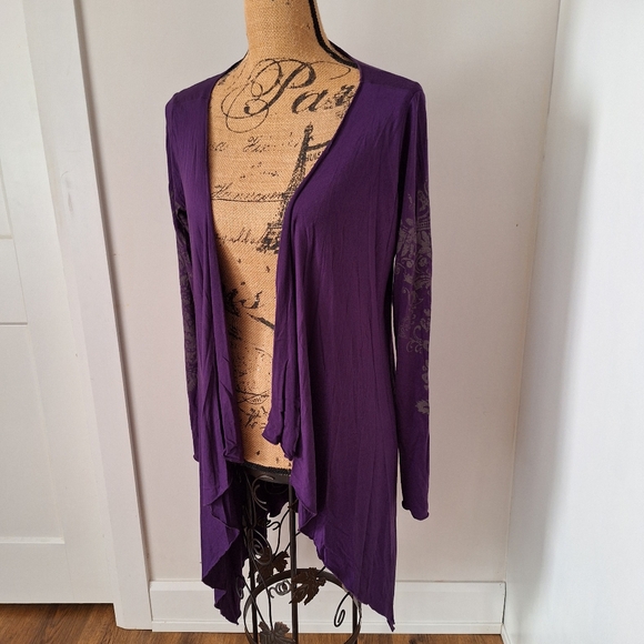 ⭐3/$20 Beautiful Purple Lightweight Stretchy Cardigan/Duster/Cover-up Sz Lg - Picture 7 of 12